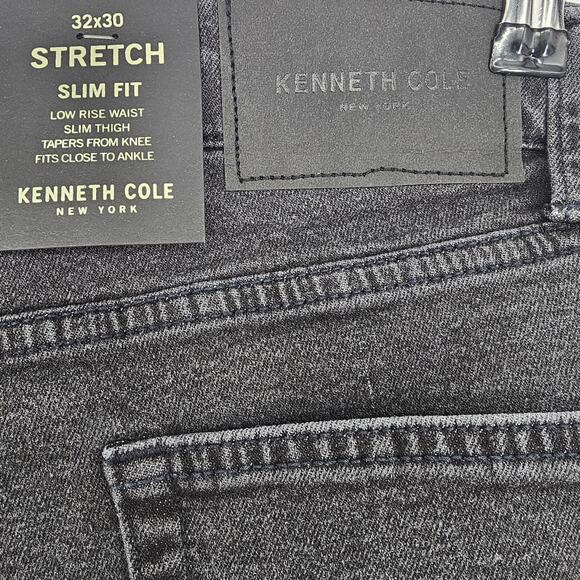 Kenneth Cole Mens size 32/30 Stretch Slim Fit Low Rise Black Denim Jeans NEW - Picture 4 of 7